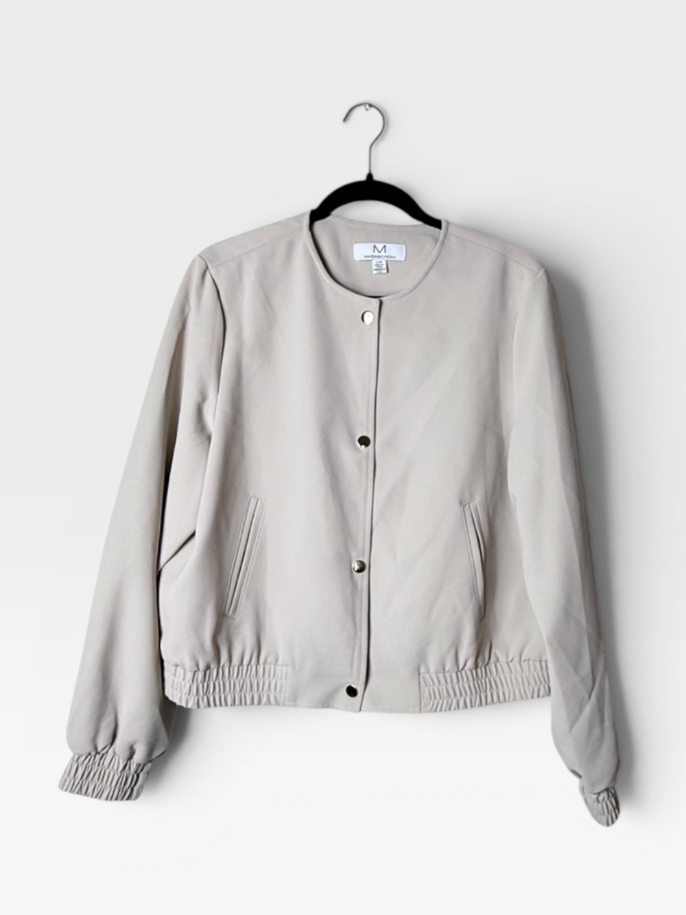 Magaschoni Bomber Jacket Tan Button‎ Front Size Large (Q)